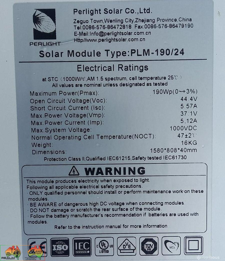 Perlite Solar Panels (190 Watt)