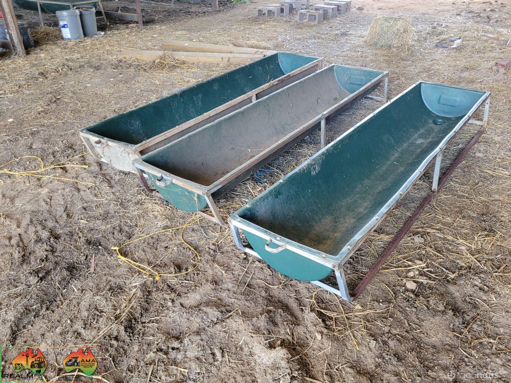 3x Rapidplas 2.4m Poly Sheep/Calf Feed Troughs