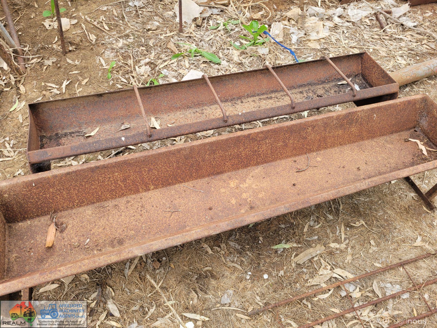 2x H/duty Steel Pig/Calf Feed Troughs