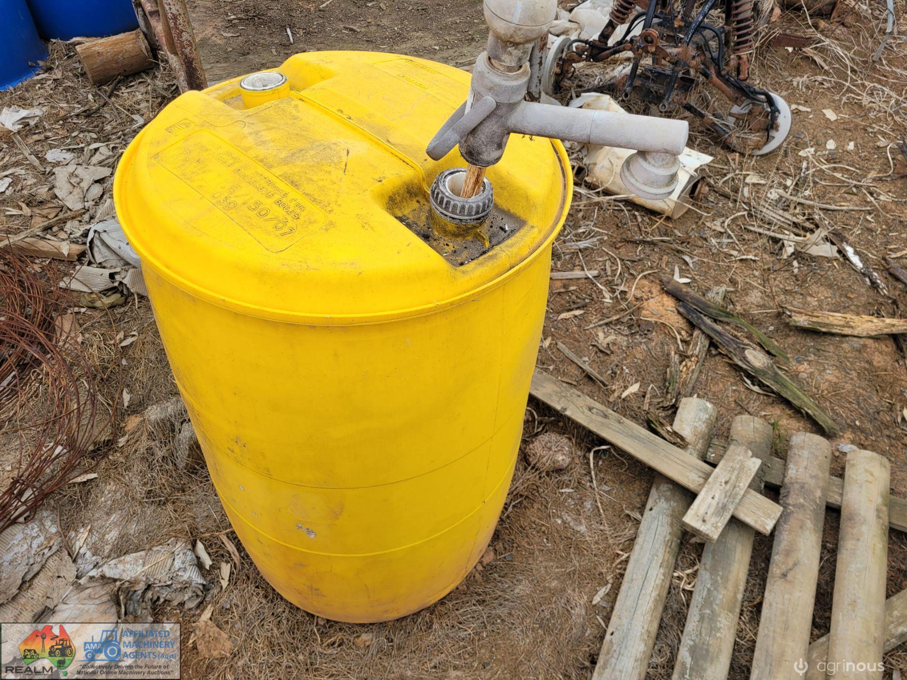 Yellow Plastic 200Ltr Barrel, with Damaged Pump