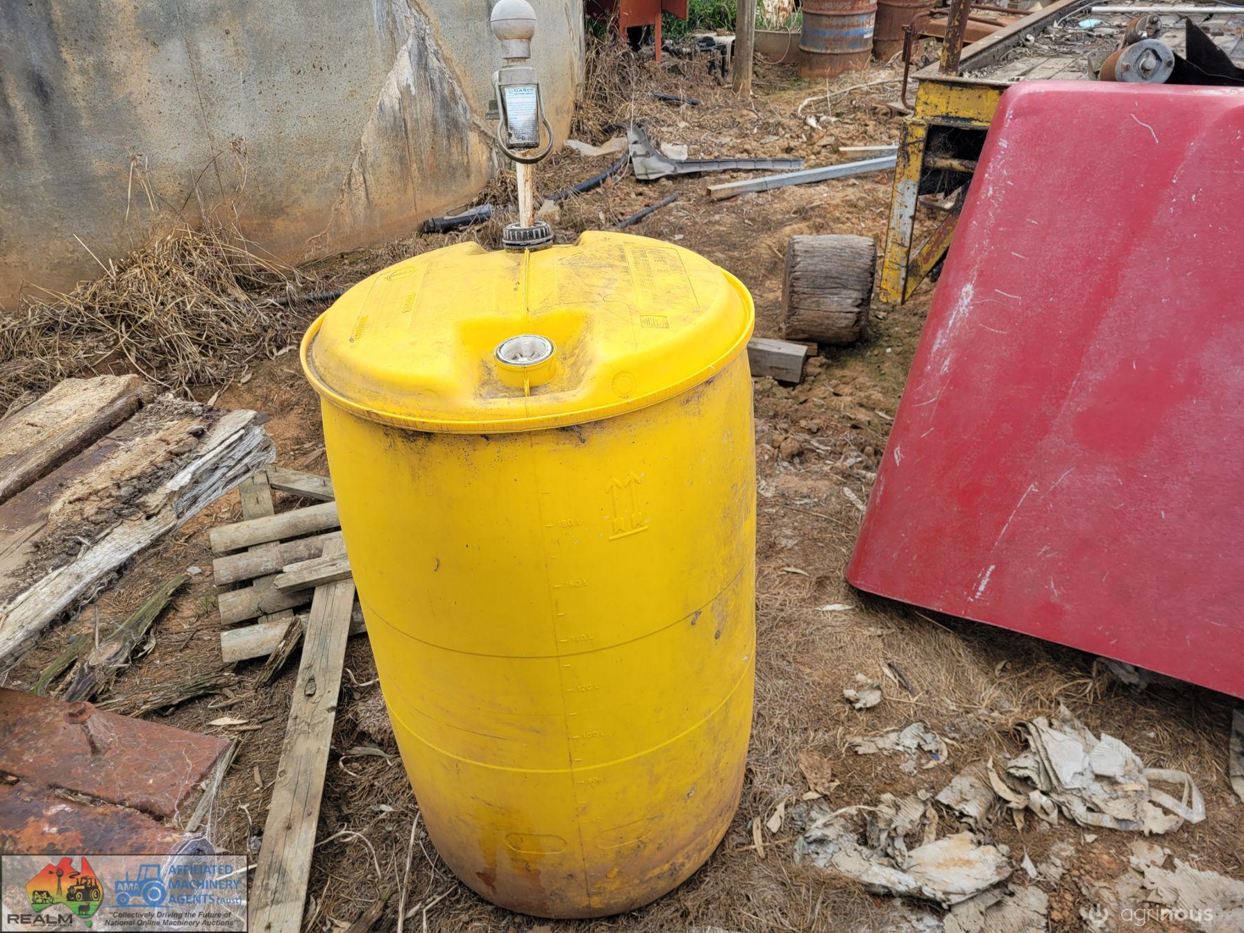 Yellow Plastic 200Ltr Barrel, with Damaged Pump - photo 5