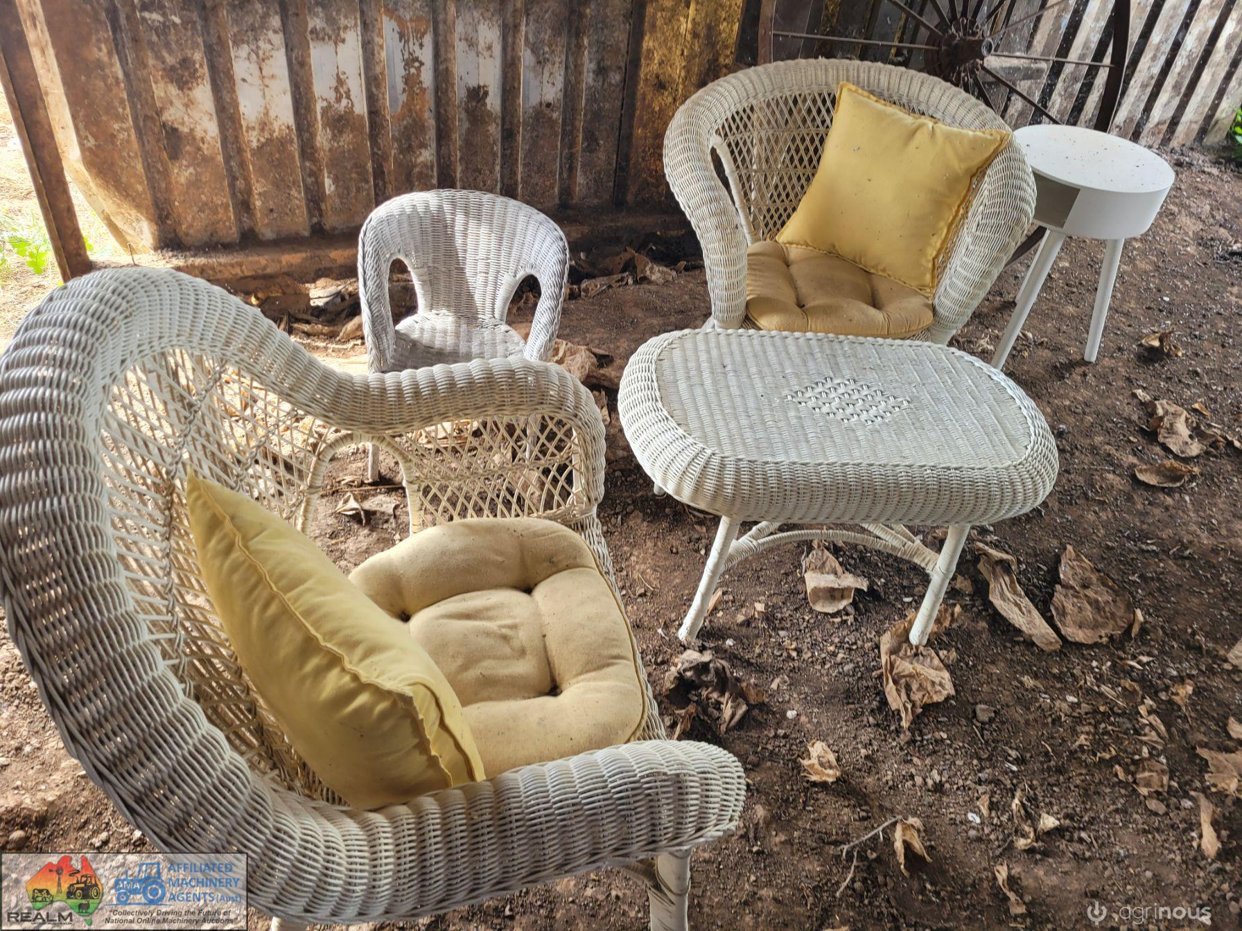 2x Cane Chairs, Coffee Table & Baby Seat