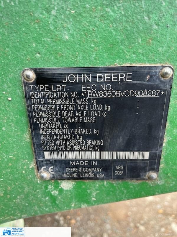 2012 John Deere 8360 R - Track Tractor (VIN: 1RW8360RVCD908287) - Eng. No. (RG6090R035550) - photo 18