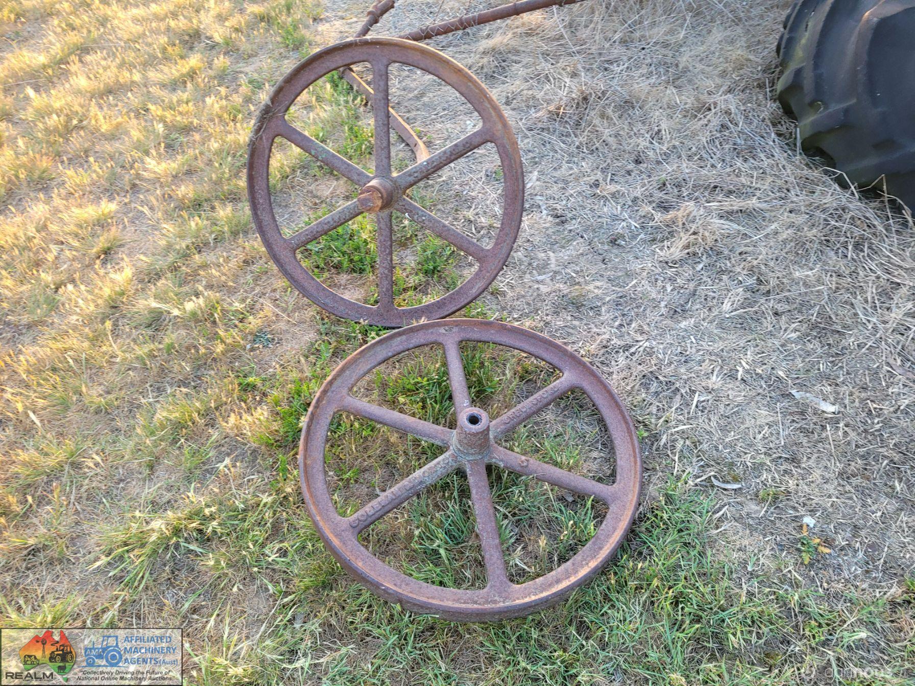 2x "Coleman & Morton" Cast Iron Wheels, 2ft diameter.