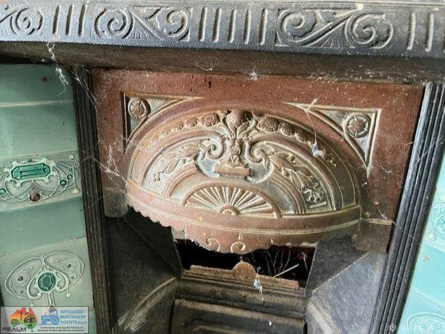 Cast Iron Fire Place (Green Tiles)