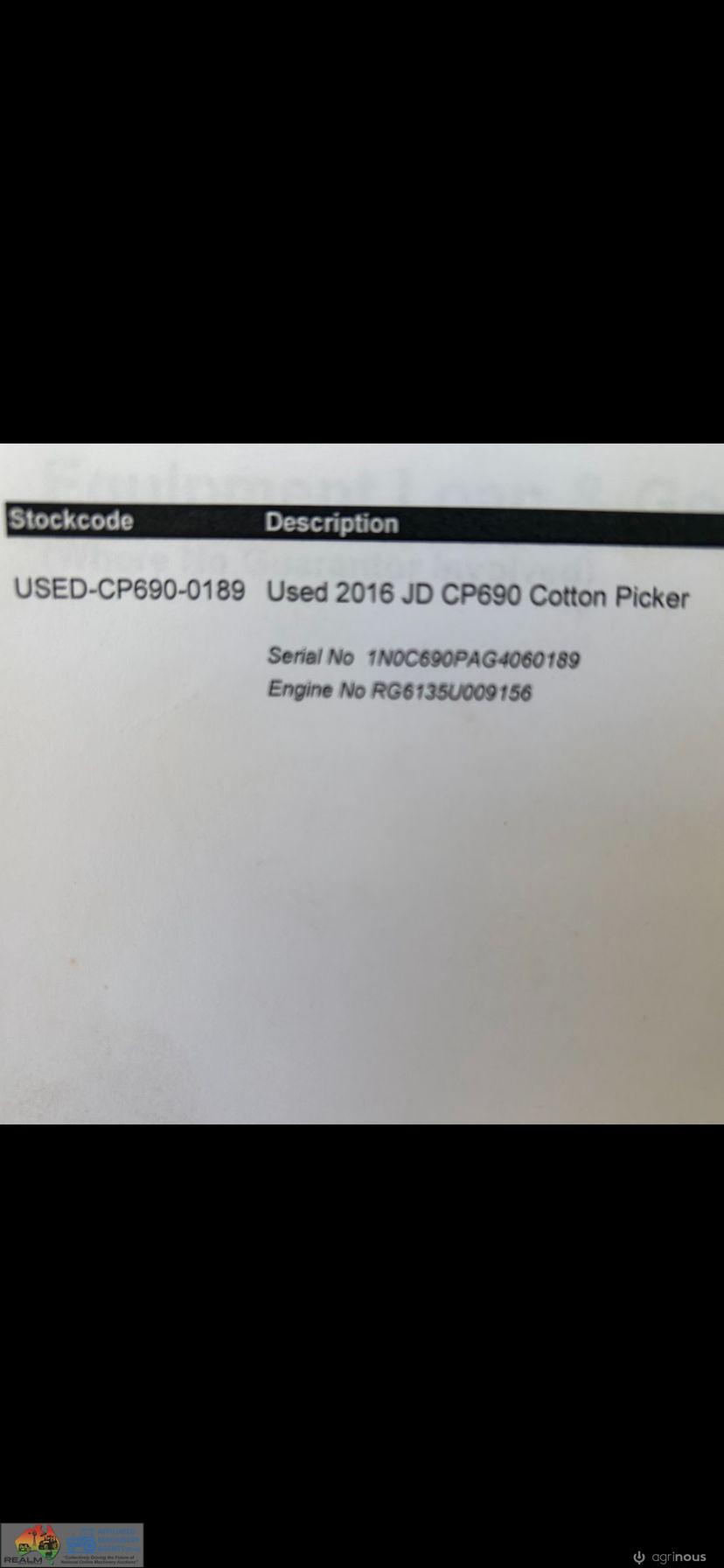 Cotton Picker - John Deere CP690 - 2016 Build Date - - photo 27