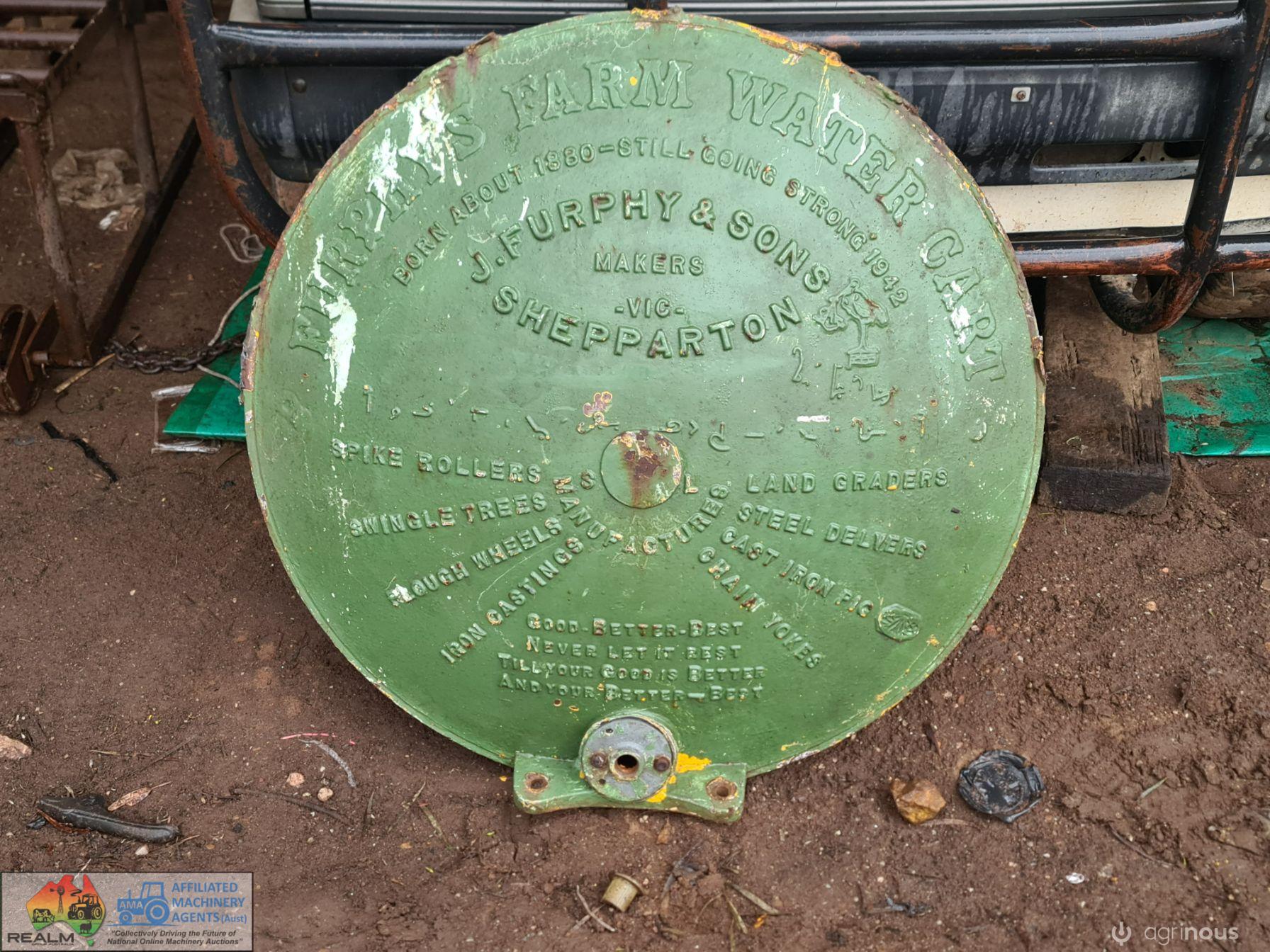 Cast iron Furphy water cart end with Ring