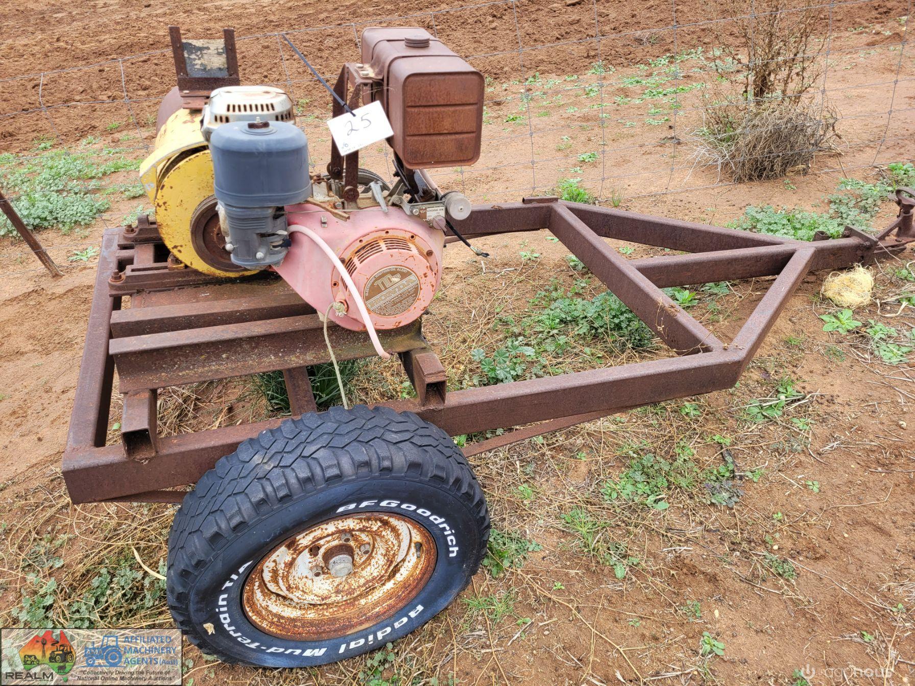 13.5 Kw Generator on Trailer with 11 Hp Honda. (engine seized)