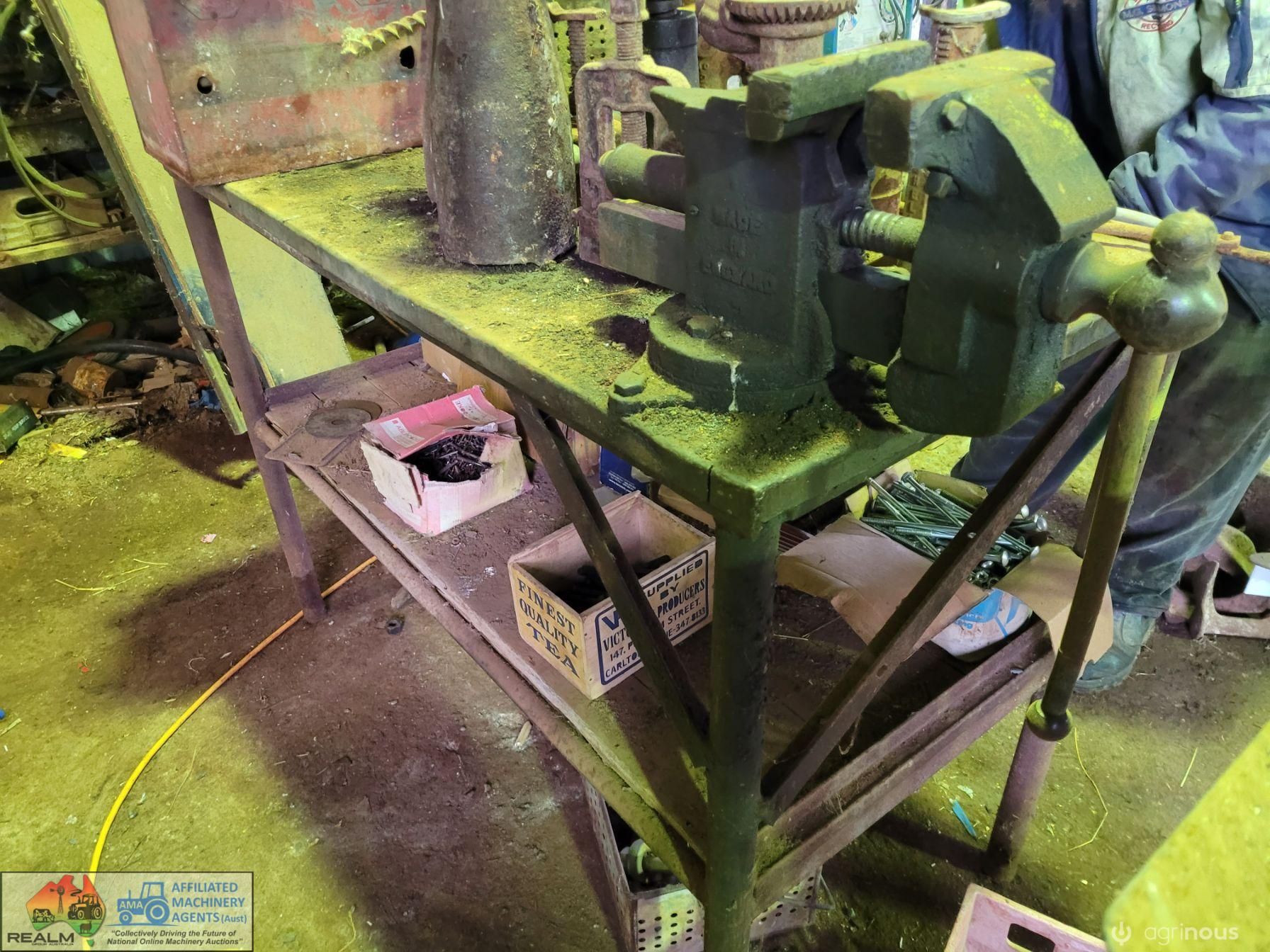 Steel Workbench with Vice & Middle Shelf (2' x 4'2")