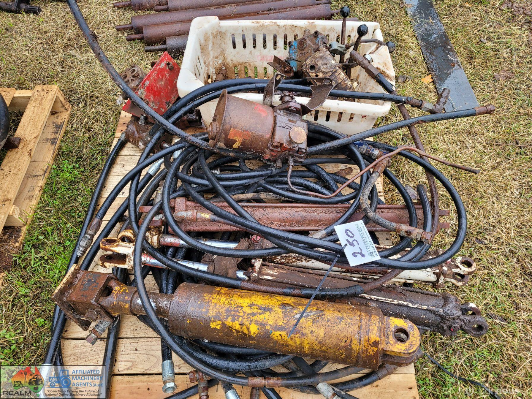 Assorted Hydraulic Rams, Hoses & Fittings