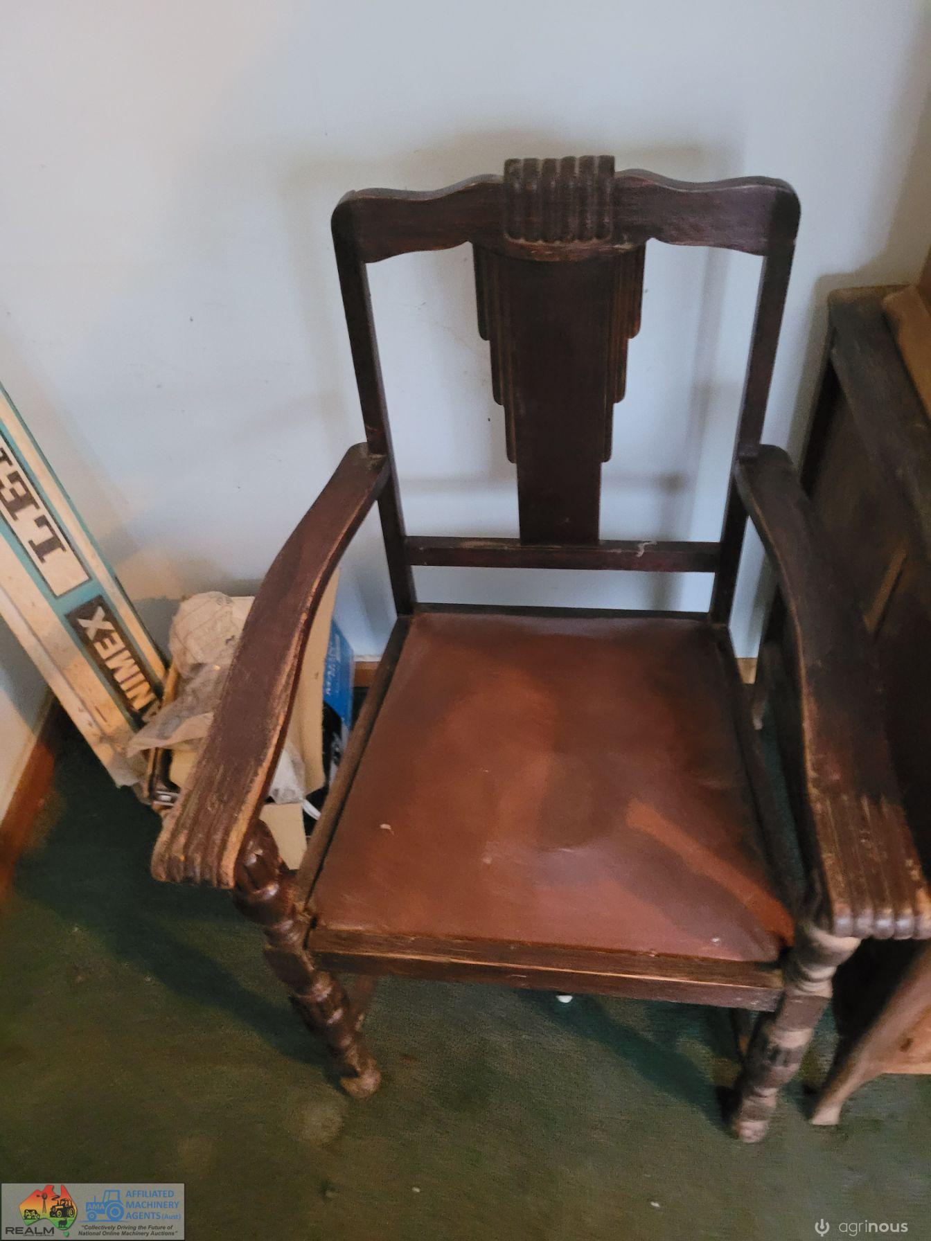 Antique Timber & Leather Chair - photo 2