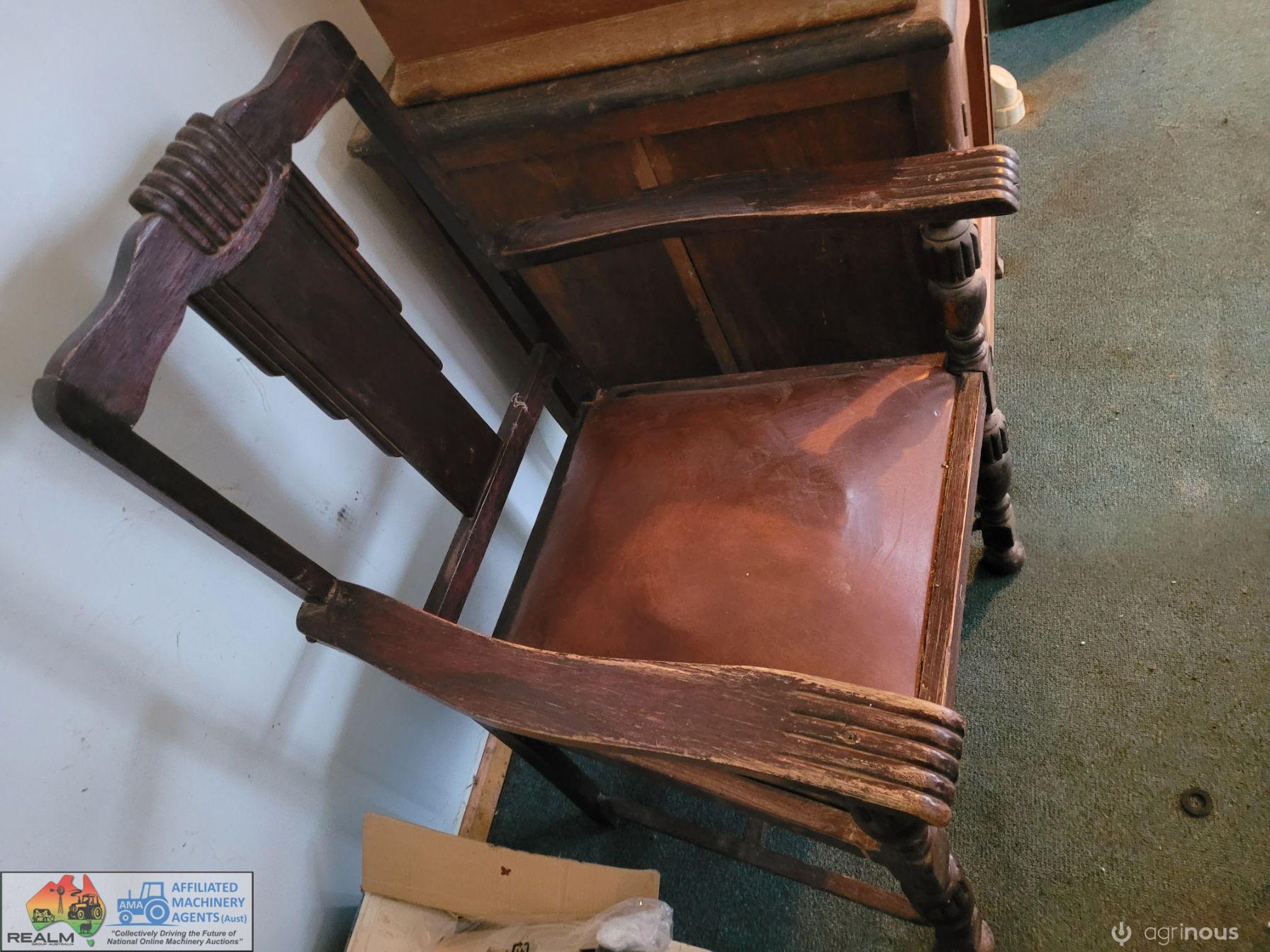 Antique Timber & Leather Chair