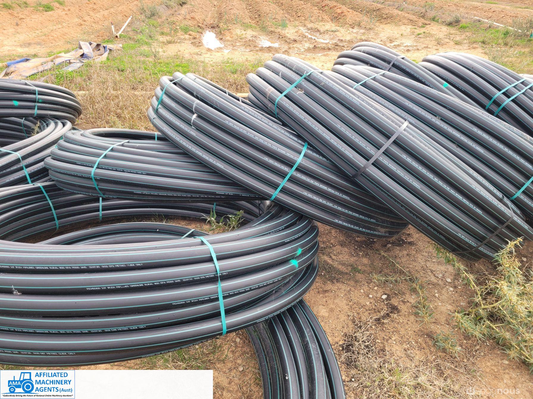 9x 100m Rolls of New 2" Rural Poly Pipe (No.2)