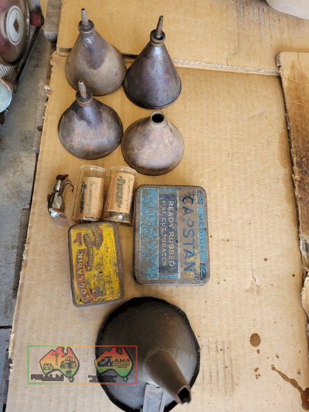 2x Tobacco Tins, 2x Plucky Swimming Lures & Shearers Oil Cans
