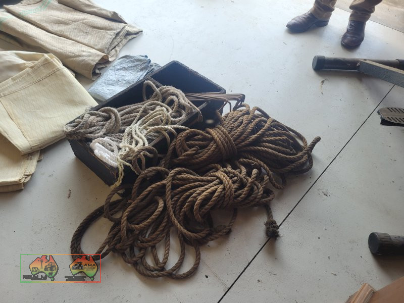 Assorted Ropes, Tarp & Wool Packs