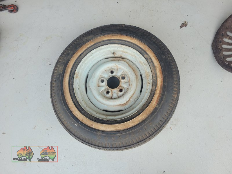 5 Stud Tyre & Rim 6.40x13, Good quality Goodyear White Wall Tyre, off FJ ute - photo 2