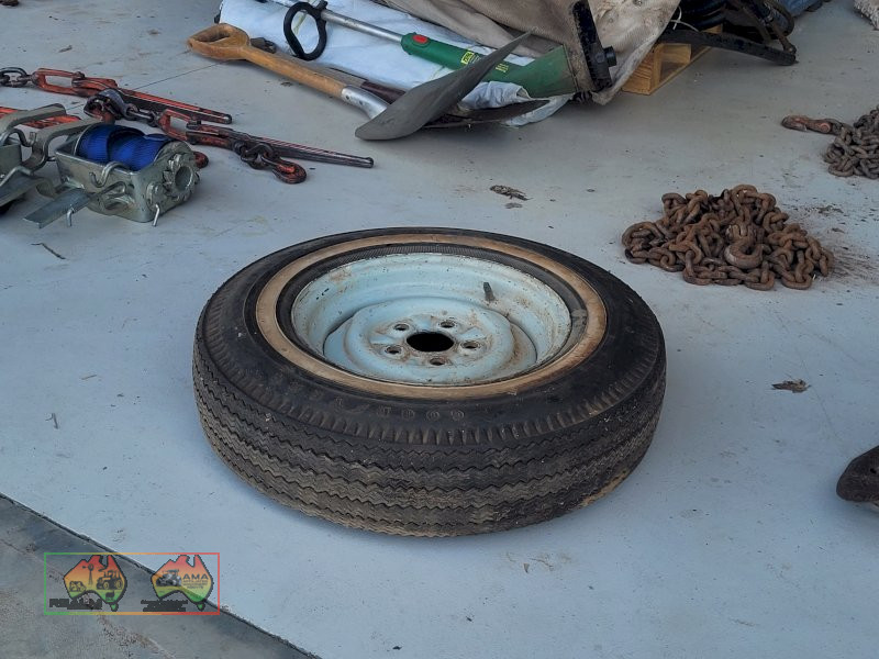 5 Stud Tyre & Rim 6.40x13, Good quality Goodyear White Wall Tyre, off FJ ute
