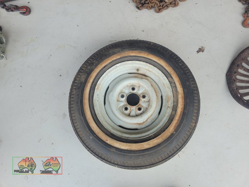 5 Stud Tyre & Rim 6.40x13, Good quality Goodyear White Wall Tyre, off FJ ute - photo 3