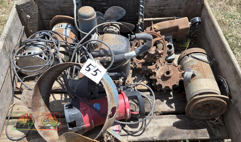 Timber Fruit Box with Assorted Parts & Sundries