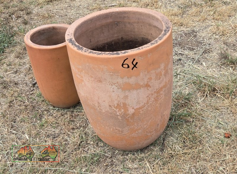 2x Tall Clay Plant Pots
