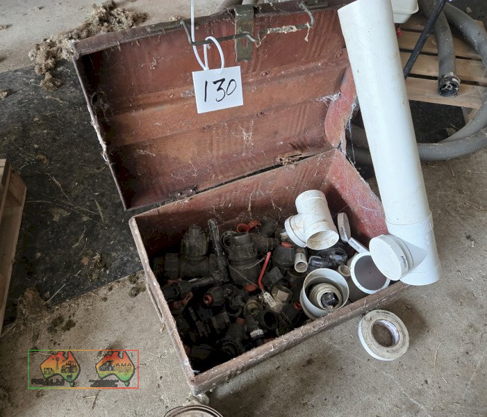 Tin Chest with Assorted Pipe Fittings - photo 2