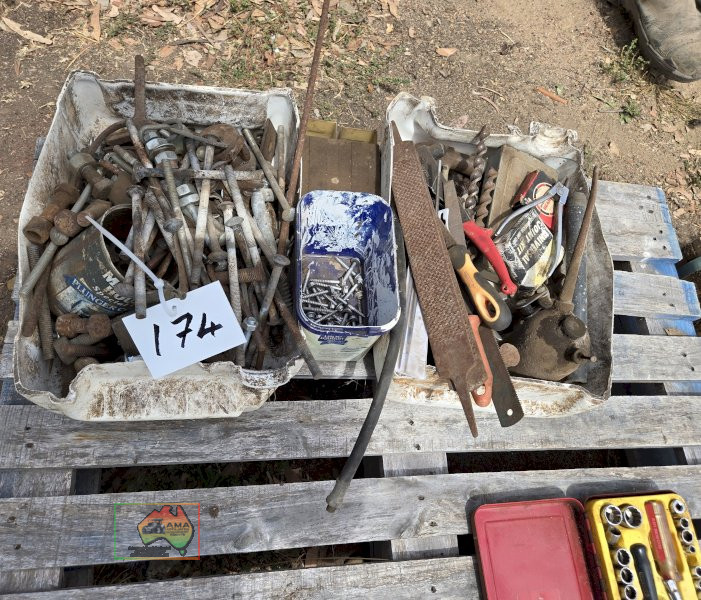Assorted Nuts, bolts & W/shop Tools.