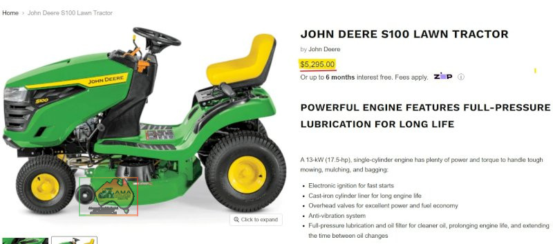 John Deere S100 Ride-on Mower - photo 6
