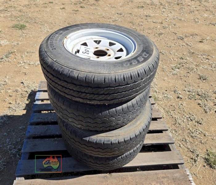 4x Sunraysia Trailer Rims 185R14 Tyres.