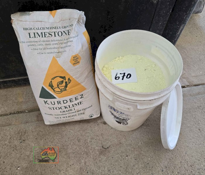 Bag of Ag-Lime & Bucket of Sulphur