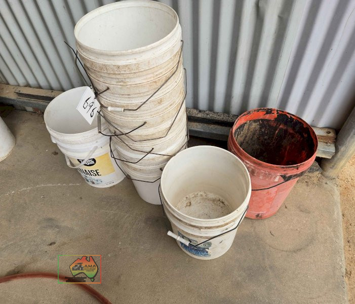 Assorted Plastic Feed Buckets