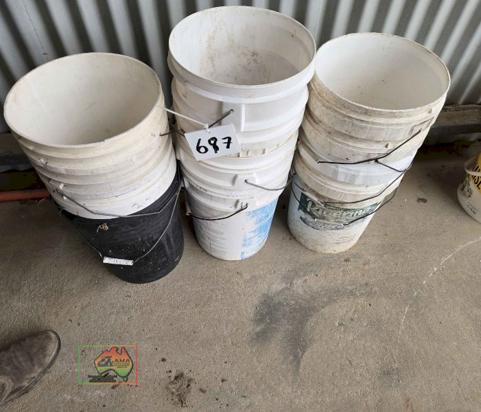 Assorted Plastic Feed Buckets