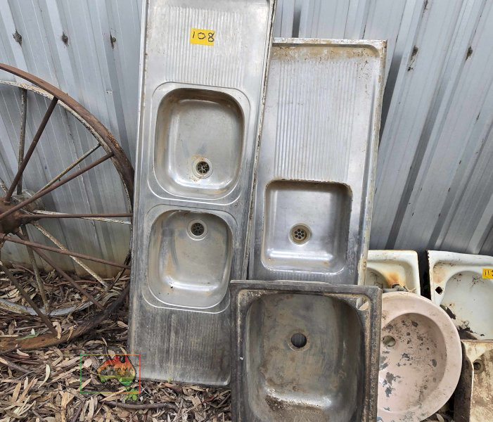 2x Stainless Kitchen Sinks & 1x Laundry Trough