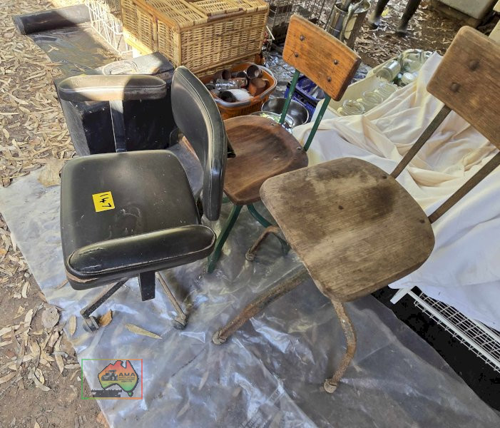 3x Antique Office Swivel Chairs
