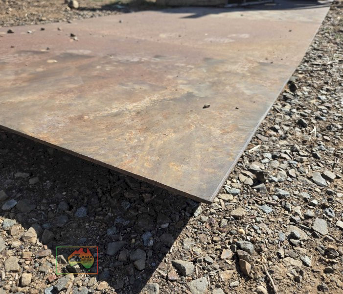 Large sheet of heavy flat steel