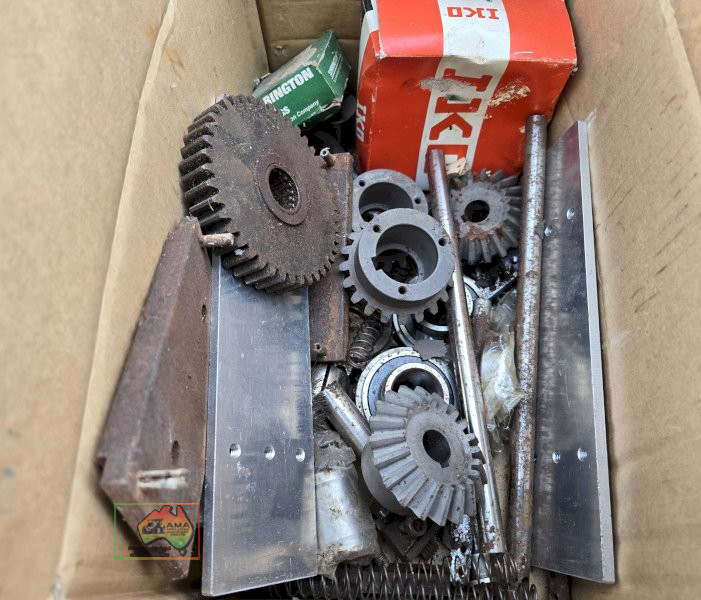 Box of assorted pulleys, right angled gears, fine rollers, and bearings etc. (#212) - photo 2