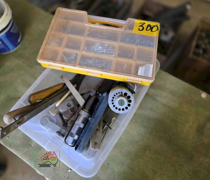 Box of Assorted Screws, Impact Driver & Drill Sharpener etc...