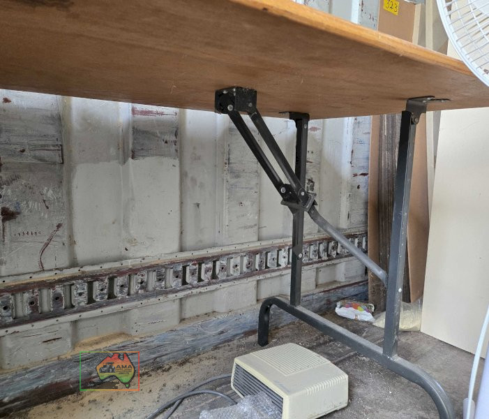 Wooden trestle table and office chair (#320)