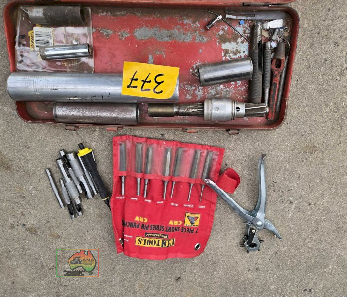 assorted punches and toolbox