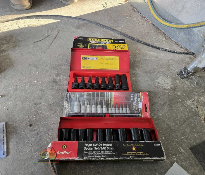 KC impacta socket sets, Ampro impact socket set, & Ampro hex socket set