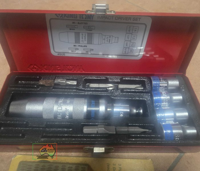 As new King Tony impact driver kit & whetstone set & tune up blades