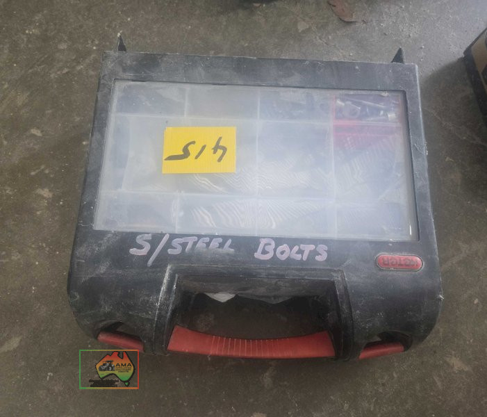 Storage container of assorted of sundry nuts, bolts, and screws