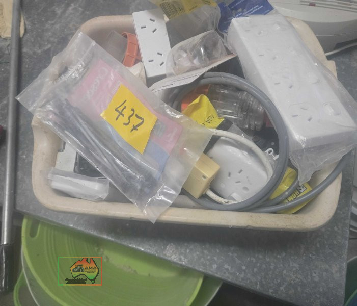 Carry tub of assorted electric plugs, power points etc.. - photo 2