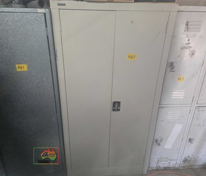 Steel shelved storage cabinet