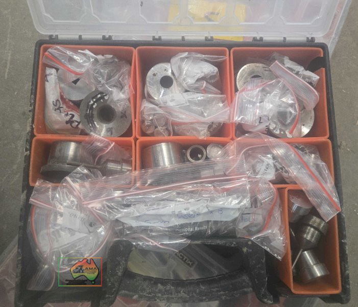3 Tactix storage containers of assorted die inserts, drill bits, washers etc... - photo 3