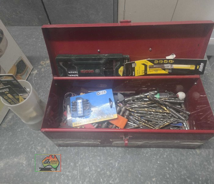 Toolbox full of assorted drill bits - photo 2