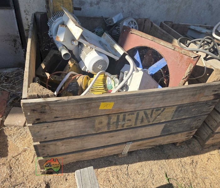 Bin of assorted electric motors and drives
