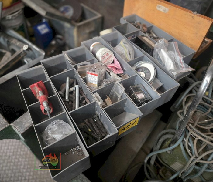 7 grey storage containers full of assorted nuts, bolts, screws, and sundries - photo 3