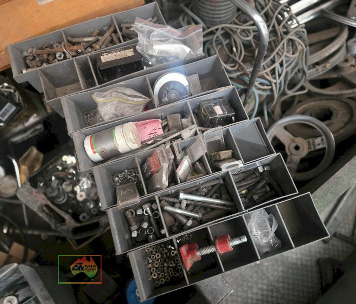 7 grey storage containers full of assorted nuts, bolts, screws, and sundries - photo 2
