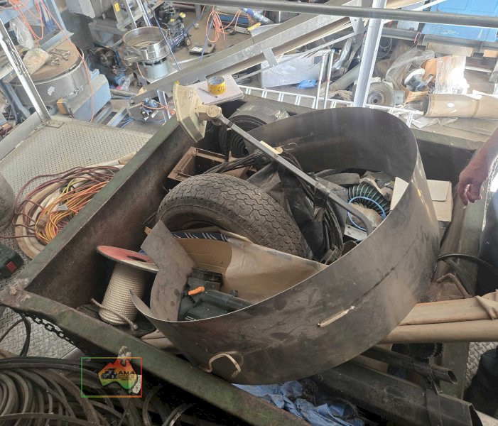 Large steel storage bin full of assorted sundries and scrap - photo 3