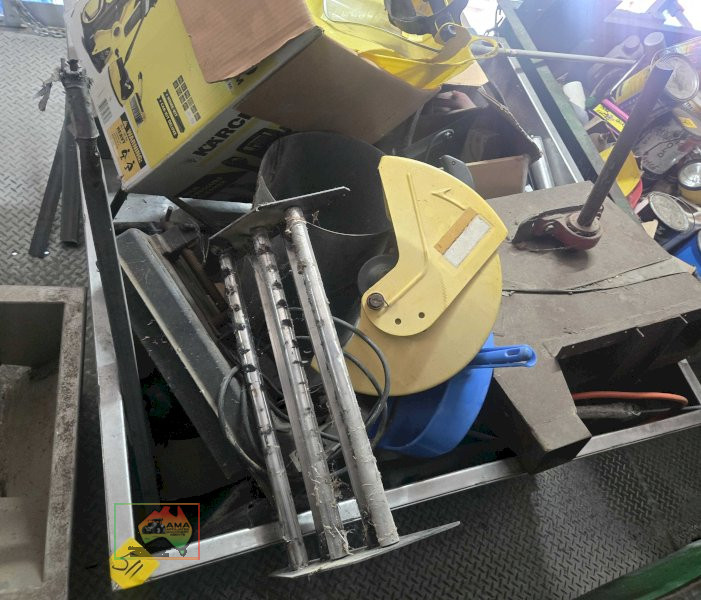 Large stainless steel storage bin full of assorted sundries and scrap - photo 2